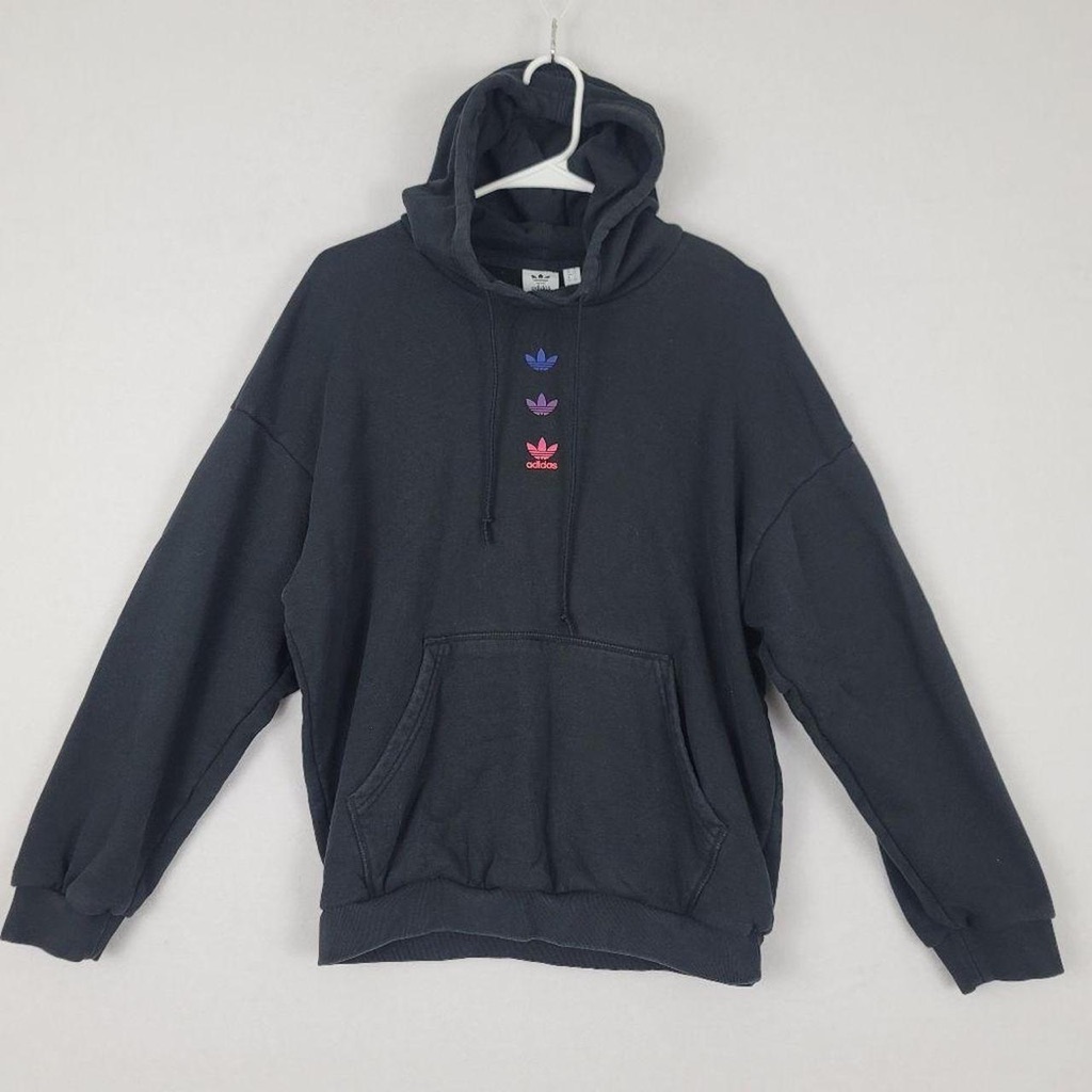 Adidas Black Hoodie With Vertical Trefoil Gradient